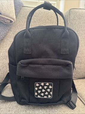 Black Women's Backpack Tote with Mickey Icon Patch